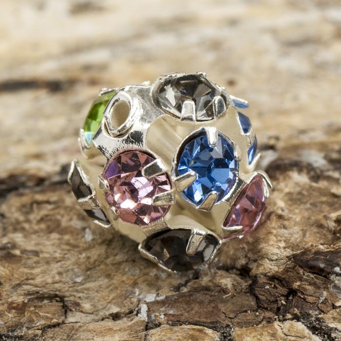 Strasskula 10 mm, Lila/Silverfärg (st)