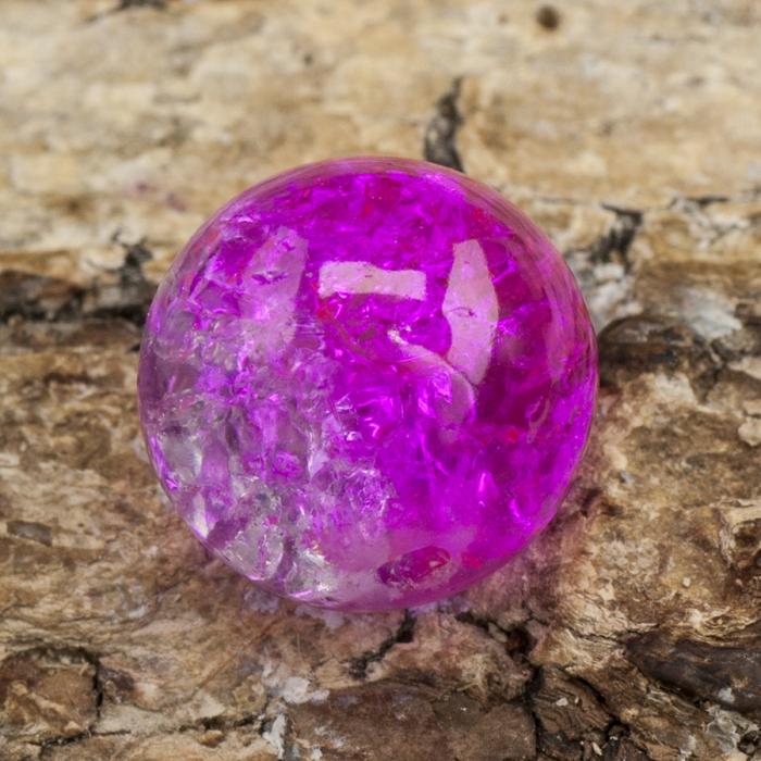 Krackelerad glaspärla rund 10 mm, Ceris/Klar (10st)