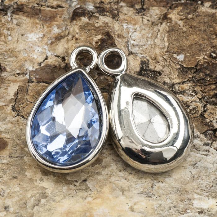 Berlock December 19x12 mm, Ljusblå/Antiksilver (st)