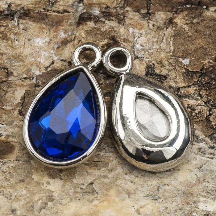 Berlock September 19x12 mm, Blå/Antiksilver (st)