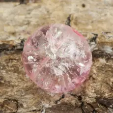 Krackelerad glaspärla 10 mm, Rosa/Klar (10st)