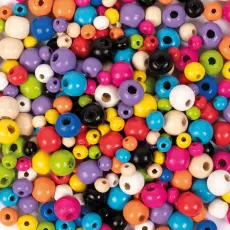 Träpärlmix 5-10 mm, Färgmix (300 st)