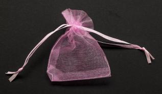 Tygpåse organza 7x9 cm, Rosa (10st)