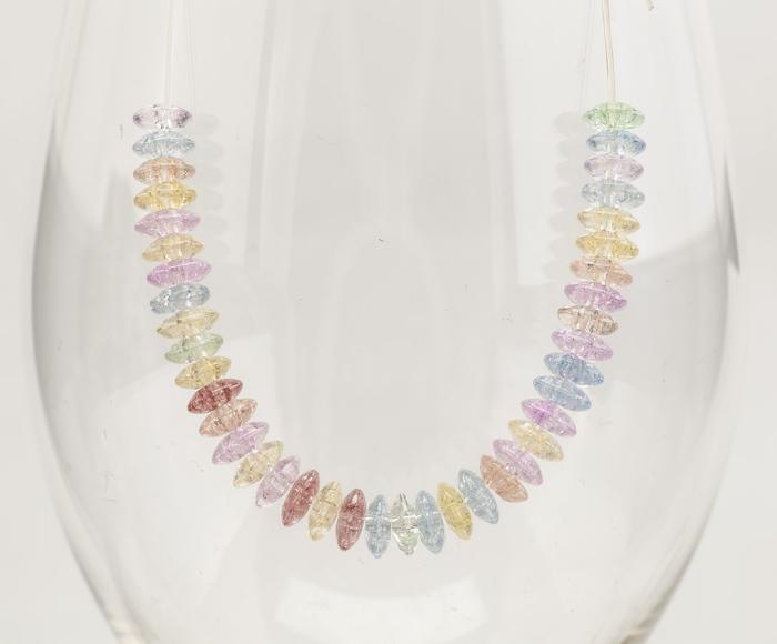 Krackelerad glaspärla rondell 6x3 mm, Färgmix (20st)