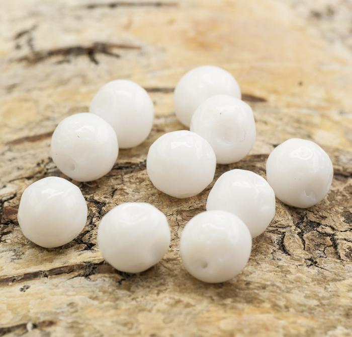 Glaspärla Unik 9,5 mm, Vit (10st)