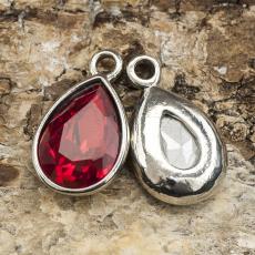 Berlock Juli 19x12 mm, Röd/Antiksilver (st)