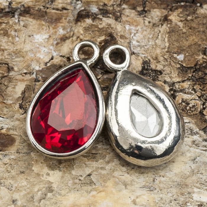 Berlock Juli 19x12 mm, Röd/Antiksilver (st)