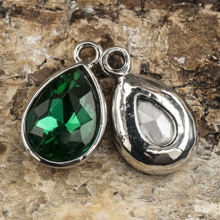Berlock Maj 19x12 mm, Mörkgrön/Antiksilver (st)