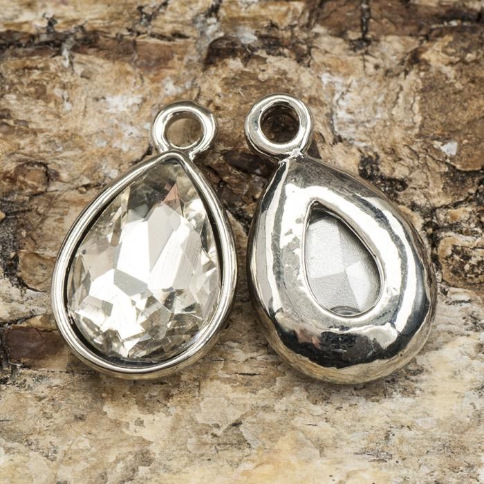 Berlock April 19x12 mm, Klar/Antiksilver (st)