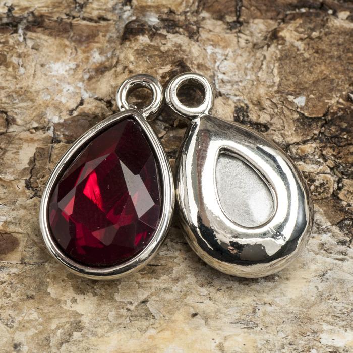 Berlock Januari 19x12 mm, Mörkröd/Antiksilver (st)