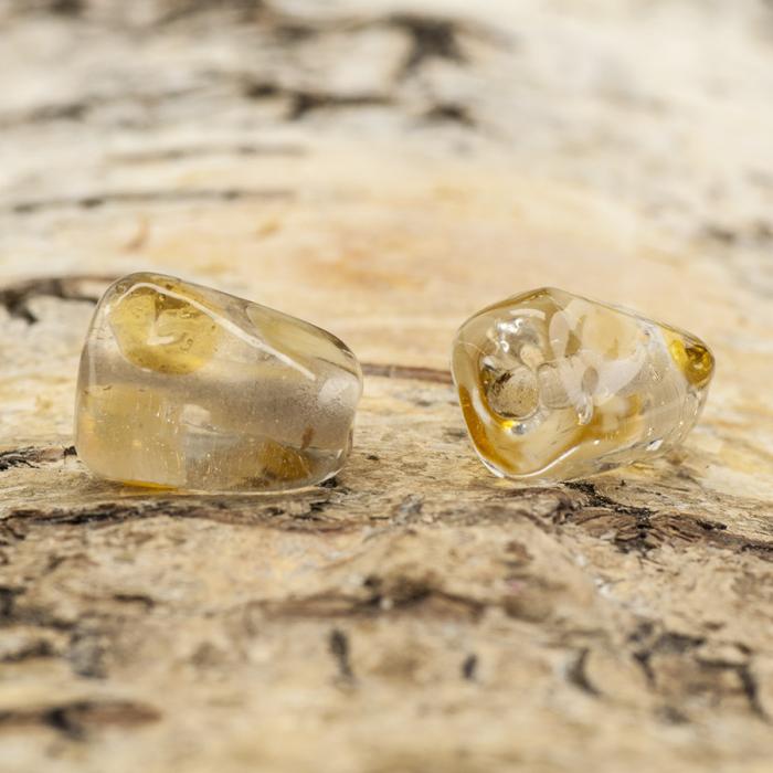 Glaspärla Vriden 9x13 mm, Beige/Honungsgul (5st)