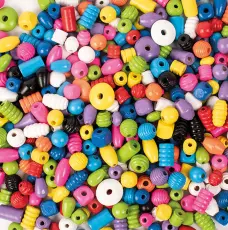 Träpärlor 8-25 mm, Basfärger (750 g)