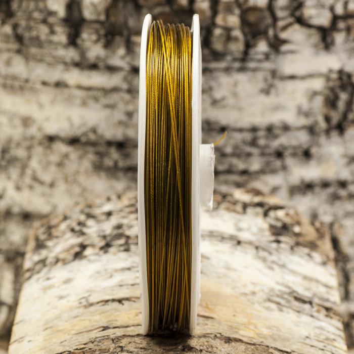 Plastöverdragen wire i Rostfritt stål 0,45 mm, Guld (50 m)