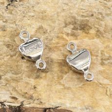 Connector Hjärta "Love" 10x5,5 mm, Silverfärg (2st)