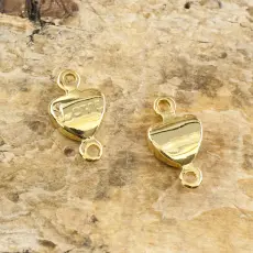 Connector Hjärta "Love" 10x5,5 mm, Guldfärg (2st)