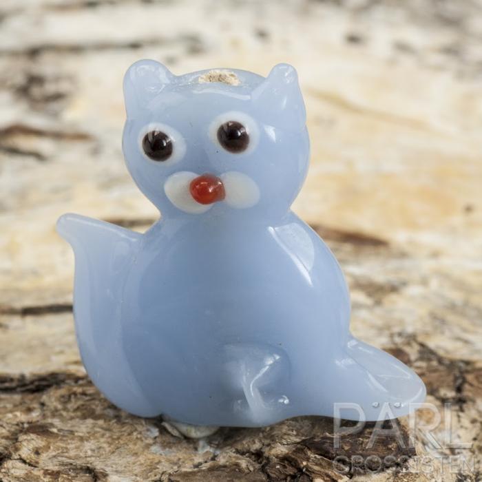 Glaspärla Katt 17x20x8 mm, Blå (st)
