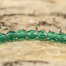 Glaspärla facetterad 3,5x4 mm, Turkosgrön (30st)