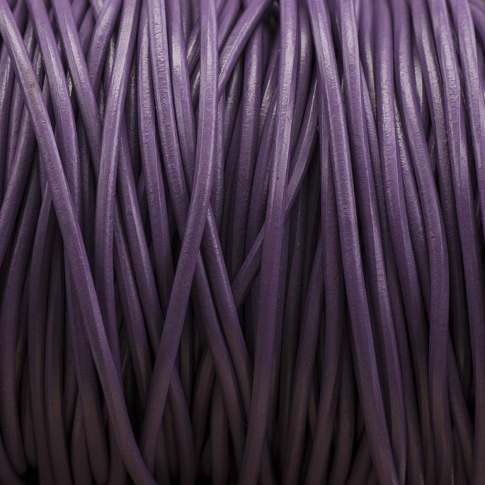 Äkta läderband 2 mm, Lila (meter)