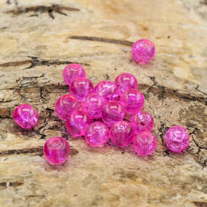 Krackelerad glaspärla rund 6 mm, Rosa (40st)