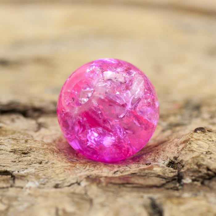 Krackelerad glaspärla rund 6 mm, Rosa (40st)