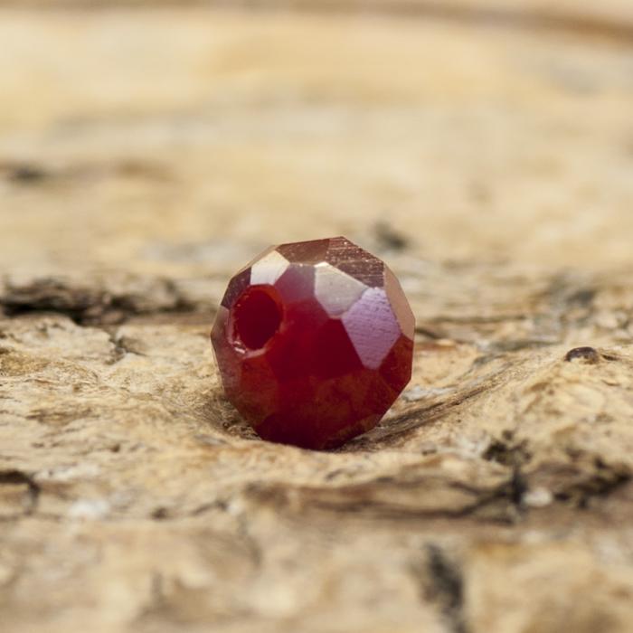 Glaspärla facetterad rondell 4x3 mm, Röd (20st)