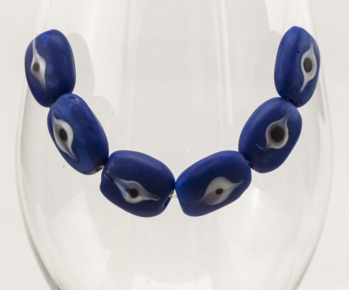 Glaspärla Öga 15x18 mm, Mörkblå (st)