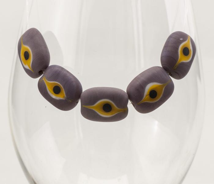 Glaspärla Öga 15x18 mm, Lila (st)
