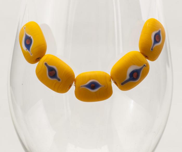 Glaspärla Öga 15x18 mm, Orange (st)