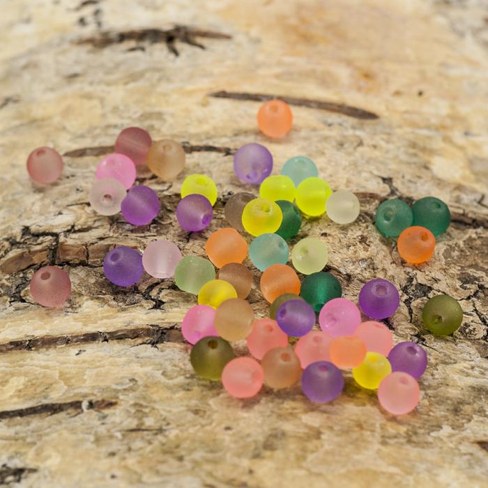 Frostad glaspärla 4 mm, Färgmix (100st)