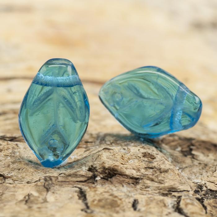 Glaslöv 8x12 mm, Turkos (10st)
