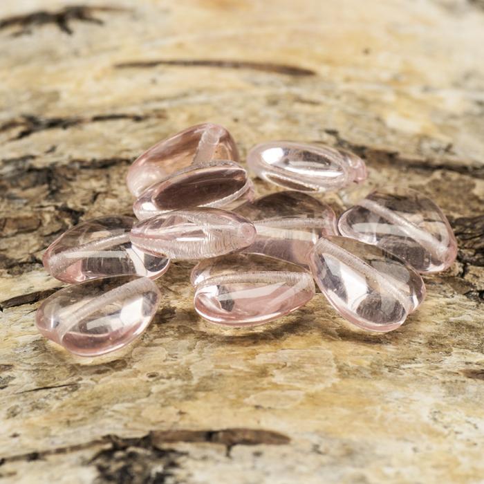 Glaspärla Hjärta 11x11 mm, Rosa (10st)