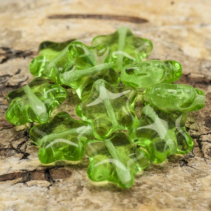 Glaspärla Stjärna 11 mm, Grön (10st)
