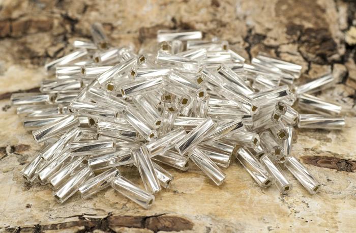 Bugle Beads Silverlined Twist 2x7 mm, Silver (20g)