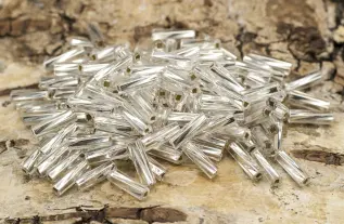 Bugle Beads Silverlined Twist 2x7 mm, Silver (20g)