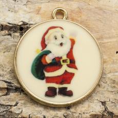 Berlock Tomte 28x32 mm, Multifärg/Guldfärg (st)