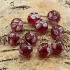 Glaspärla Blomma 12 mm, Cerise (10st)