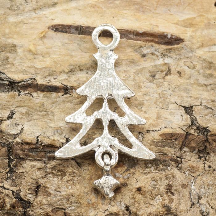Berlock julgran med strass 15x27 mm, Silverfärg (st)