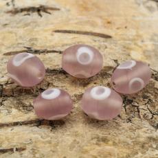 Oval glaspärla prick 11x14 mm, Rosa (5st)