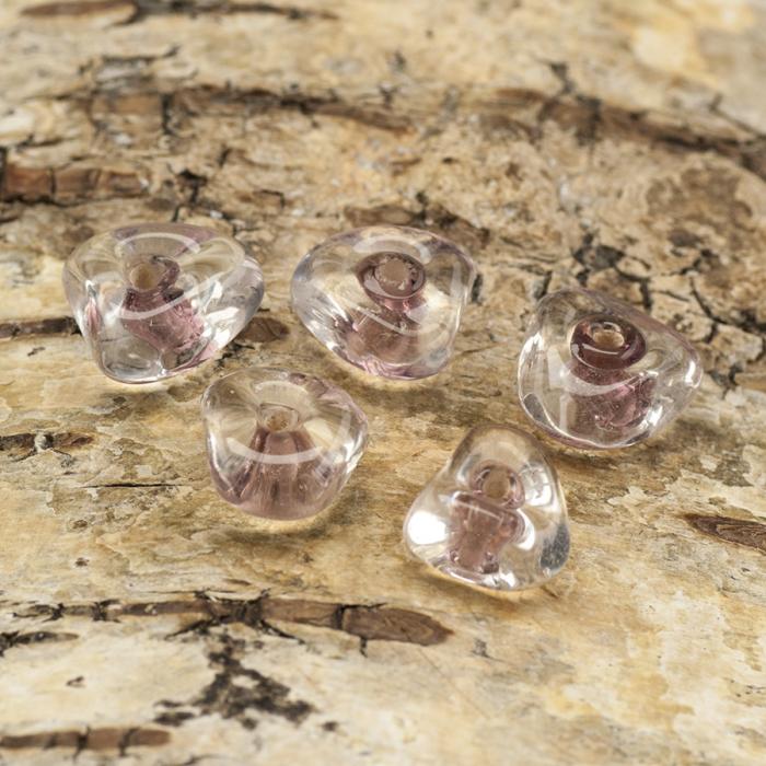 Glaspärla Triangel 12 mm, Klar/Lila (5st)