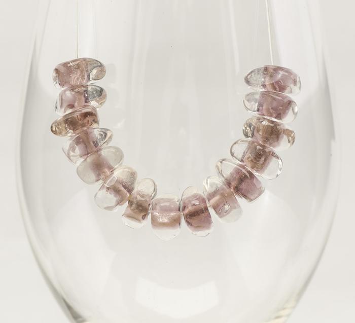 Glaspärla Triangel 12 mm, Klar/Lila (5st)