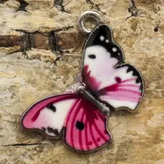 Berlock Fjäril 20x15 mm, Rosa/Silverfärg (st)