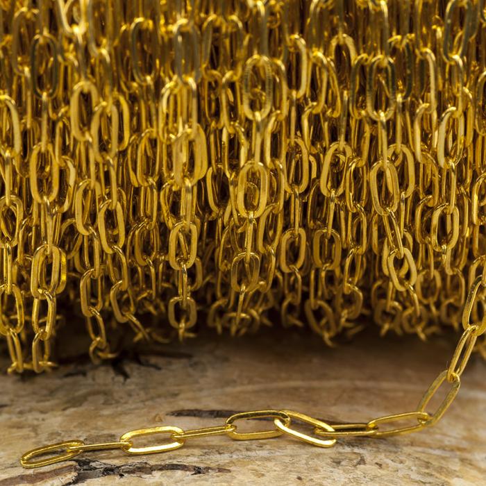 Kabelkedja Paperclip 2,6x6,5 mm, Guldfärg (meter)