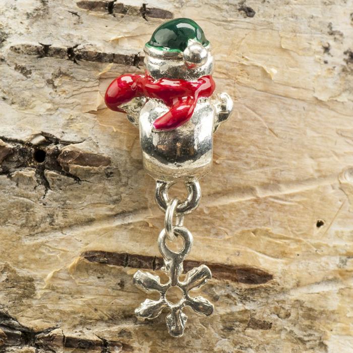 Ormlänkspärla, Snögubbe, Snöflinga 14x34 mm, Röd/Grön/Silverfärg (st)