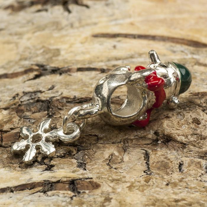 Ormlänkspärla, Snögubbe, Snöflinga 14x34 mm, Röd/Grön/Silverfärg (st)