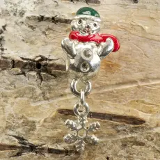 Ormlänkspärla, Snögubbe, Snöflinga 14x34 mm, Röd/Grön/Silverfärg (st)