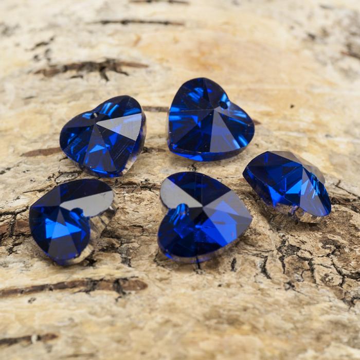 Glashjärta 14x14 mm, Blå (5st)