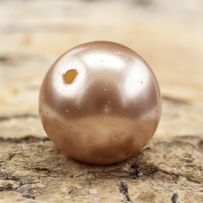 Vaxad glaspärla 14 mm, Rosabeige (5st)