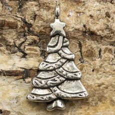 Berlock Julgran med girlang 17x29 mm, Antiksilver (st)