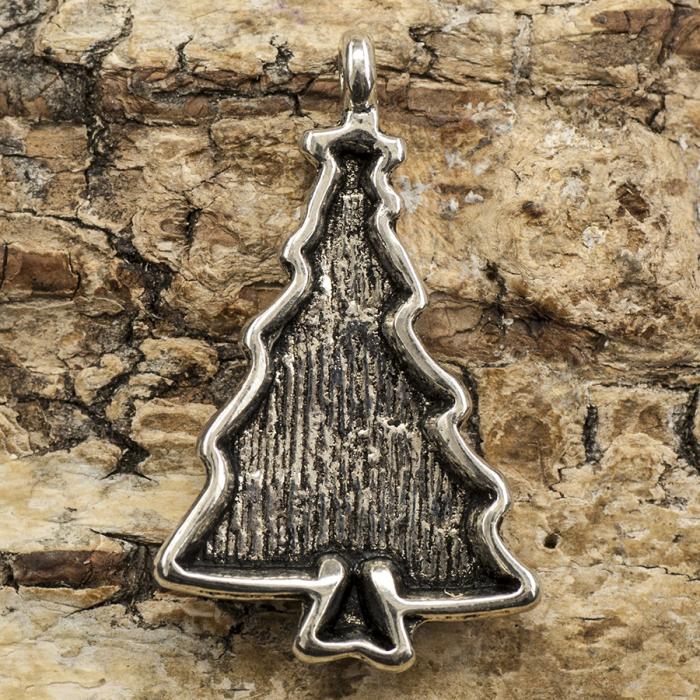Berlock Julgran med girlang 17x29 mm, Antiksilver (st)
