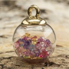 Berlock Glaskupa med strass 16x21 mm, Multi/Guldfärg (st)